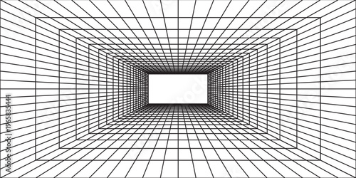 Perspective grid background 3d Vector illustration. Interior design Model projection background template. Line one point perspective. eps10