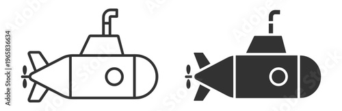 submarine icon set outline and solid style vector illustration on transparent background