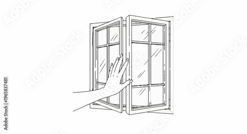 Hand opening multiple pane window with reflective glass
