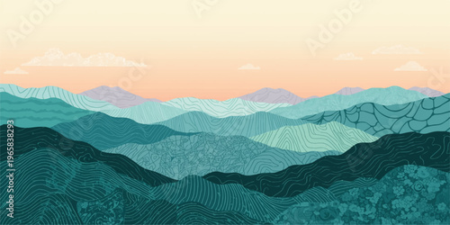 A misty morning light breaks over the blue Alps as the mountain peaks emerge from a dense fog above the forest valley at sunrise.