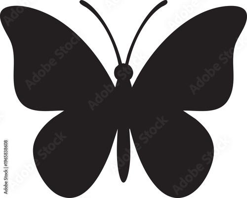 Black butterfly silhouette with open wings and antennae