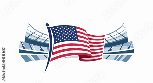 Waving flag and stadium seating