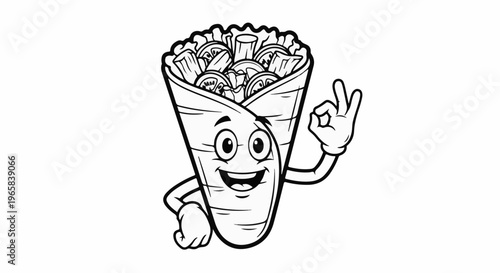 Cartoon wrap character giving a perfect okay hand gesture