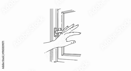 Hand reaching to operate a window latch