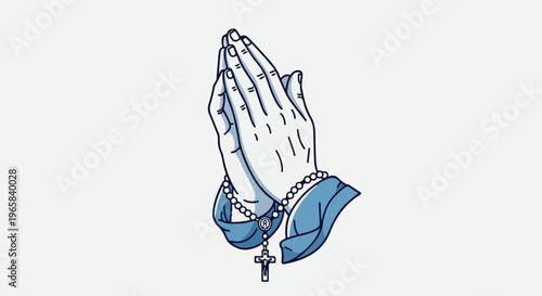 Praying hands with a rosary, representing faith and devotion