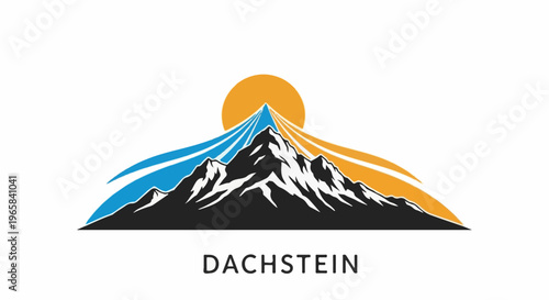 Majestic mountain peak bathed in the sun's rays with flowing colors