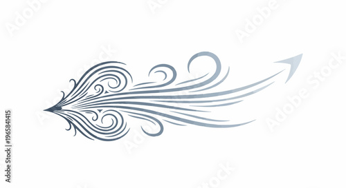 Stylized representation of wind blowing, depicted with swirling lines and an arrow