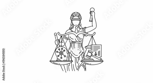 Lady Justice balances law, intellect, and justice with scales