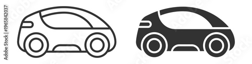 compact car icon set with outline and solid design vector illustration on transparent background