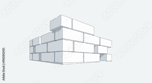 Abstract white brick structure with shadow accents, a building block concept