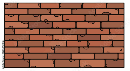 A textured brick wall, rendered in a flat, graphic style with diverse red tones