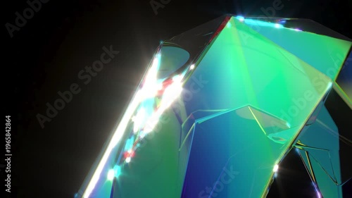 Abstract glass shape glassmorphism on black bg able to loop endless 4k