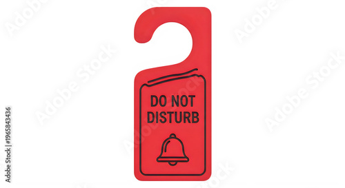 Red do not disturb hotel door hanger sign with bell icon graphic design