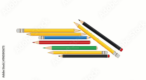 A collection of sharpened colored pencils arranged in staggered horizontal lines