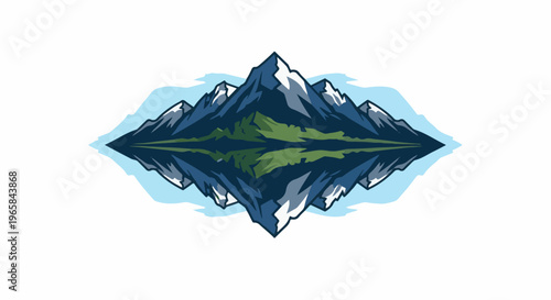 Stylized mountain range reflected in water
