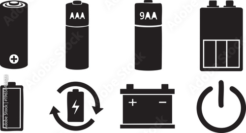 Black silhouette battery on white background batteries