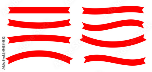 赤いリボンセット シンプルで使いやすい見出し装飾デザイン素材