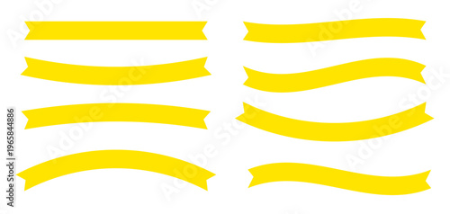 黄色のリボンセット シンプルで使いやすい見出し装飾デザイン素材