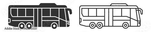 articulated bus vector icon set on transparent background