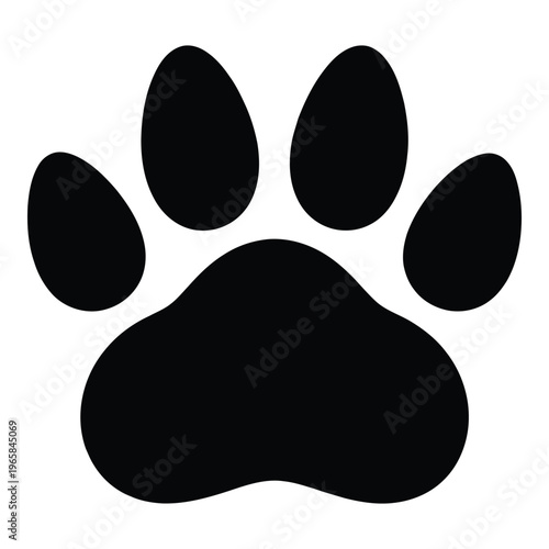 Cute animal paw print silhouette icon for pet care and veterinary websites