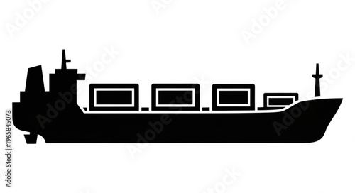 Silhouette of a Cargo Ship Carrying Containers on the Open Sea.