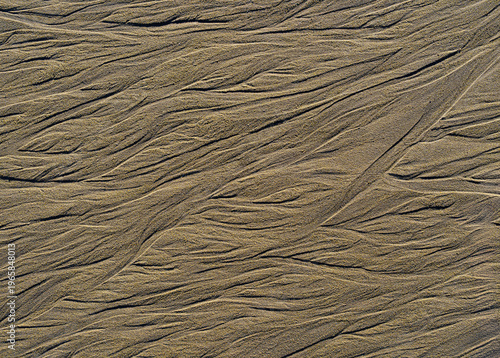 Fényképezés Abstract beach sand texture with flowing erosion lines