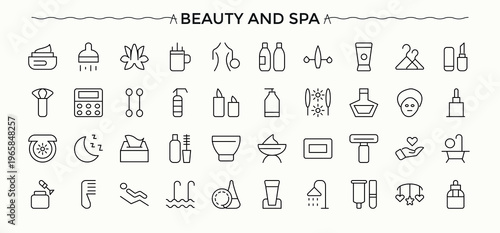 Beauty and cosmetics simple icon set. It contains symbols to care, skin, face, cream, cosmetic. Editable vector. Pixel perfect. Care icon collection.