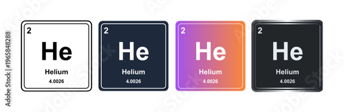 Helium He 2 Periodic Table Element Tile. Vector Illustration, Minimalist Design, Isolated on Background, UI Icon Style, Modern Chemistry Graphics.