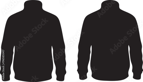 Black silhouette of two zip up hoodies clothing