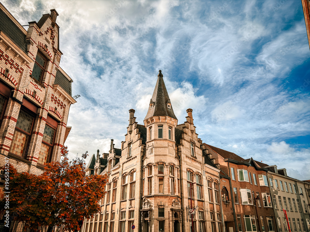 Fototapeta premium Street view of downtown Menen, Belgium