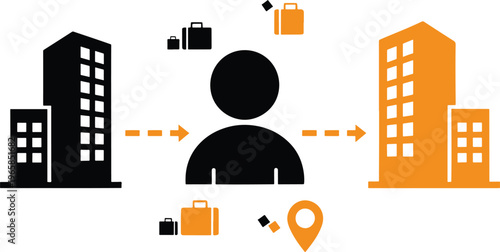 Employee transfer between companies global business relocation and career move concept