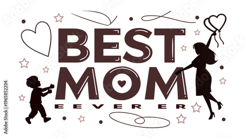 A heartwarming vector graphic illustration of a mother and child celebrating their special bond with a sweet design