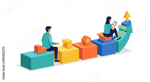 Target Achievement Concept – Business Success Cartoon Vector Illustration Isolated on White Background