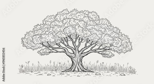 Large Tree with Thick Trunk Branches.