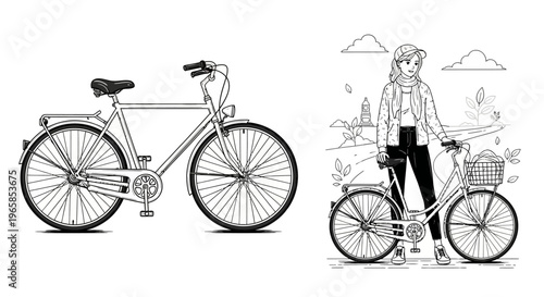 Woman Riding Bicycle Outdoors Freely.