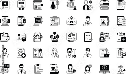 Extensive administration, data management, and user profile glyph icons set for digital interface designs