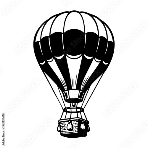 Vintage pen and ink style vector illustration of a hot air balloon