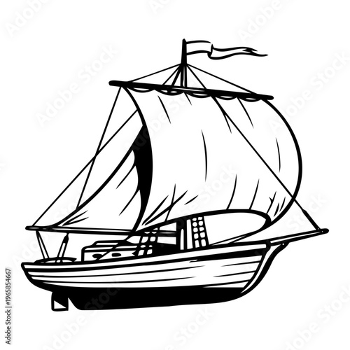 Vintage pen and ink style sailboat in vector format