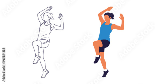 Vector illustration of a man and woman running in athletic wear