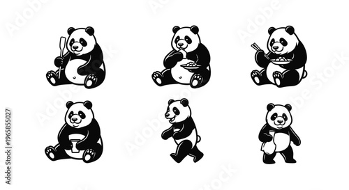 Charming Panda Collection - Adorable Bears in Various Poses.