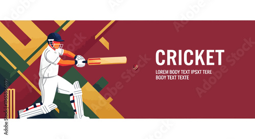 Cricket player batting in a match vector illustration
