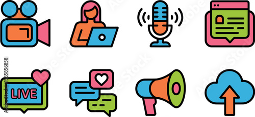 Social media and broadcasting icons
