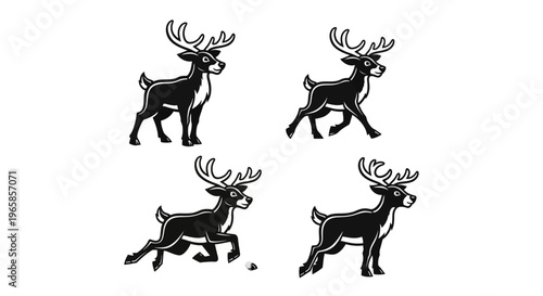 Elegant Deer Silhouette Collection - A Study in Motion and Stillness.
