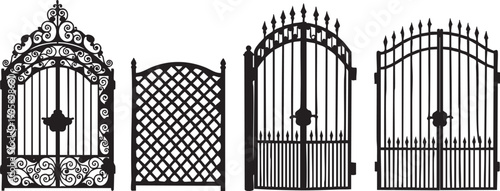 Black wrought iron gates and fence silhouettes
