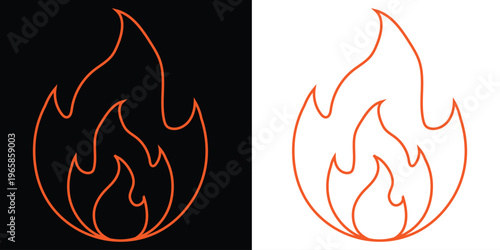Fire sign. Fire flame icon isolated on white background. Vector illustration eps 10.