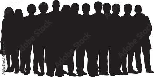 Colorful silhouette style of people standing in a group silhouettes