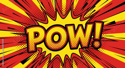 Colorful comic book style explosion with cartoon pow text