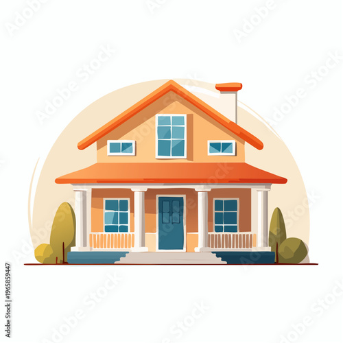 Charming Suburban Home with a Welcoming Porch and Lush Greenery