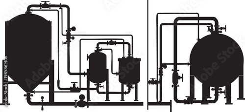 Industrial piping and tanks system diagram