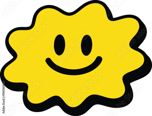 Cheerful Yellow Smiley Blob, Playful Happy Cartoon vector illustration
